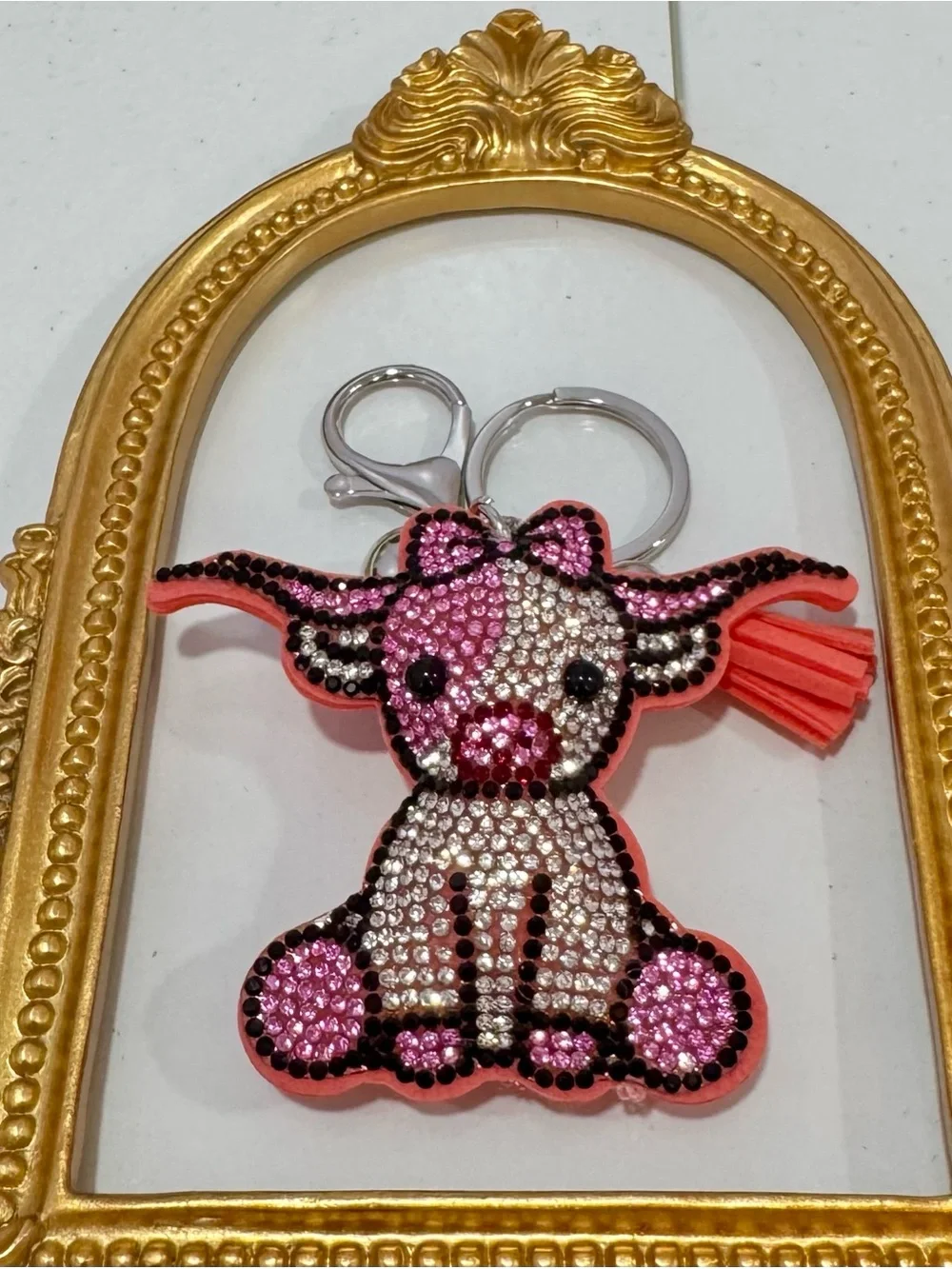 New Pink Baby Longhorn Keychain/Bag Charm